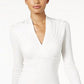 INC International Concepts Women's Ribbed Surplice Sweater White Size XX Large
