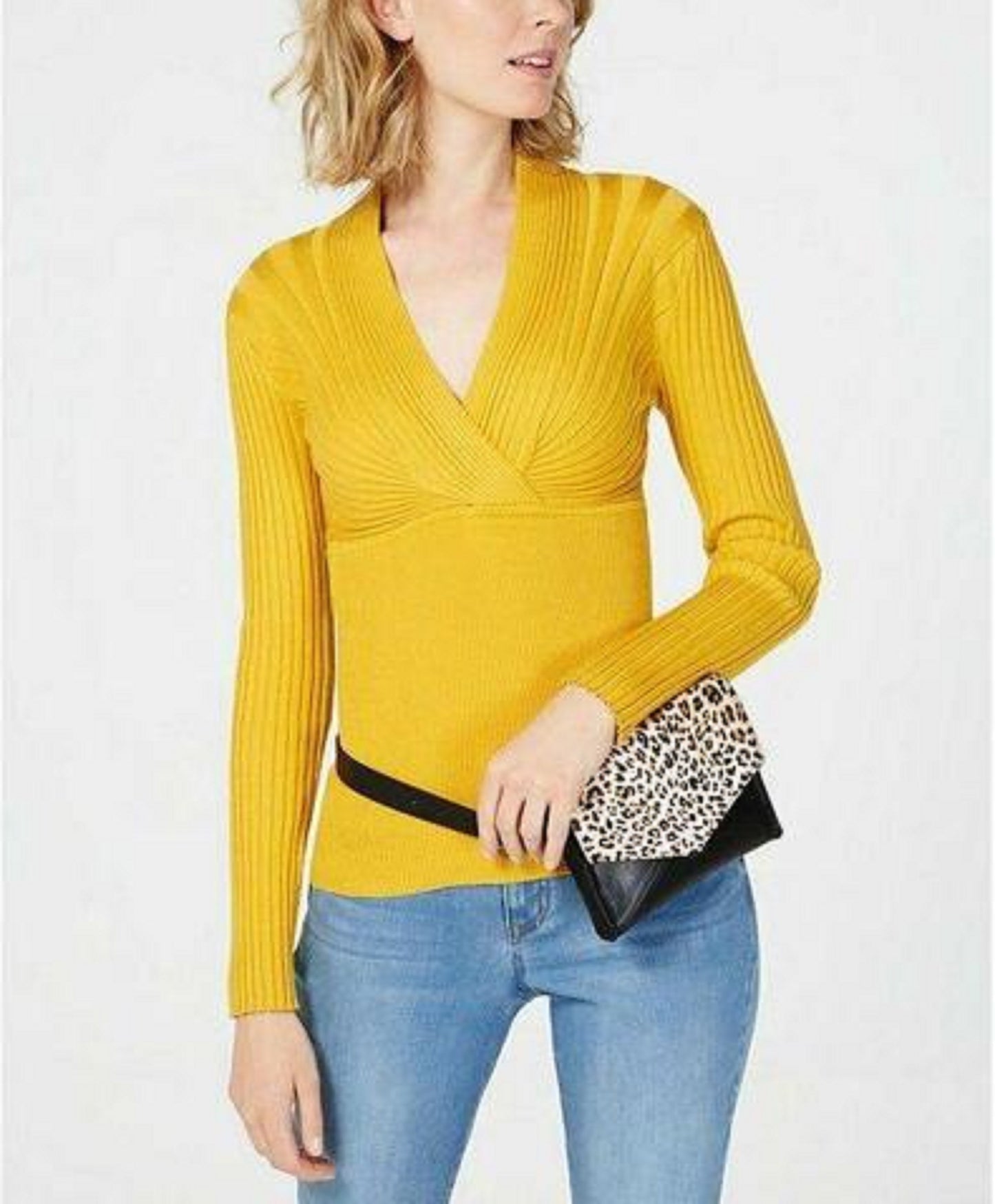 INC International Concepts Women's Ribbed Surplice Sweater Medc Size Extra Large