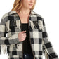 Lucky Brand Women's Buffalo-Plaid Fringe Jacket Black Size Large