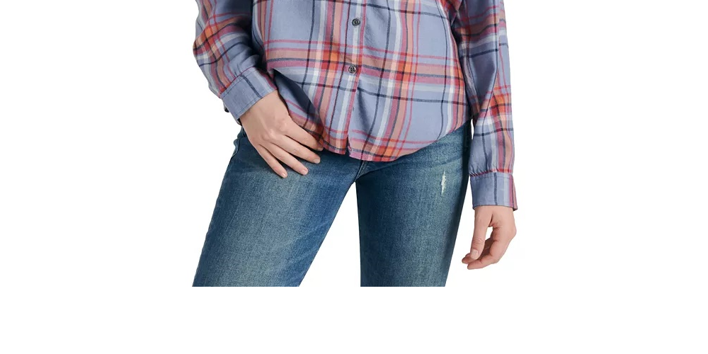 Lucky Brand Women's Plaid Shirt Orange Size Small