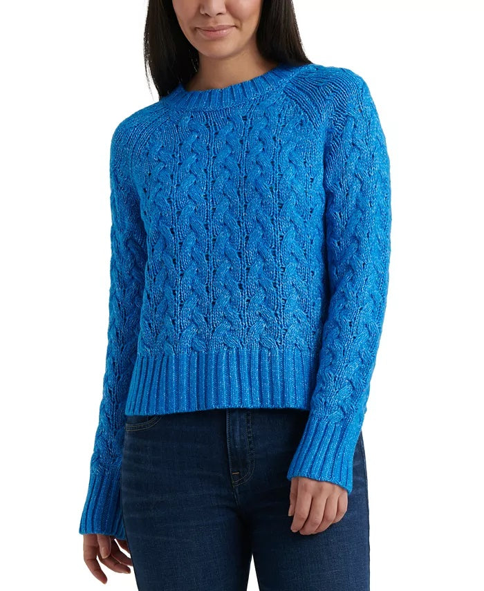 Lucky Brand Women's Long Sleeve Crew Neck T-Shirt Sweater  Blue Size Small