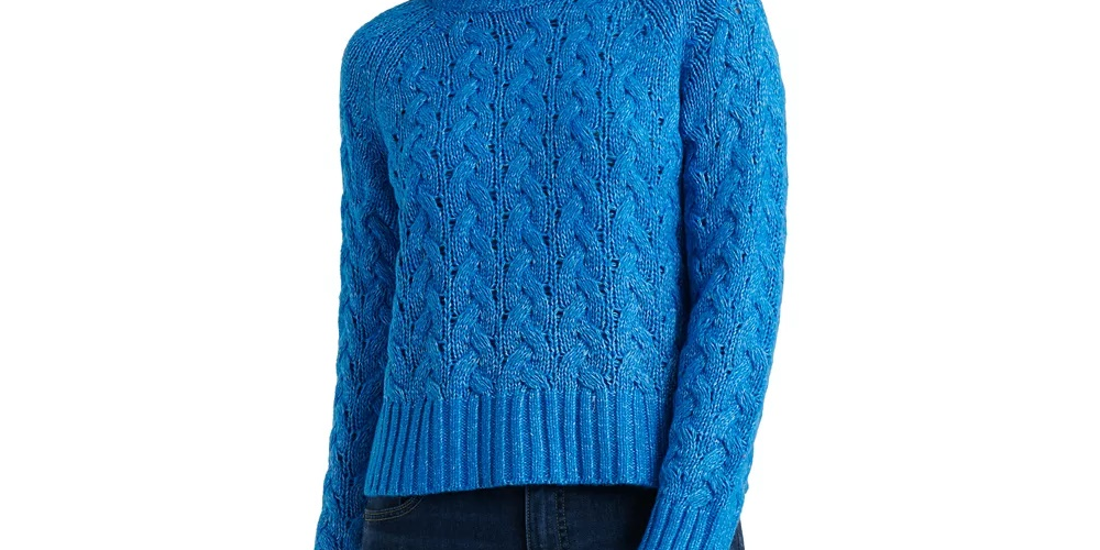 Lucky Brand Women's Long Sleeve Crew Neck T-Shirt Sweater  Blue Size Small