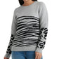 Lucky Brand Women's Mixed Animal Sweater Grey Size X-Large