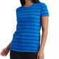 Lucky Brand Women's Crew Neck Striped T-Shirt Blue Size Medium