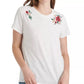 Lucky Brand Women's Embroidered Cotton T-Shirt White Size Small