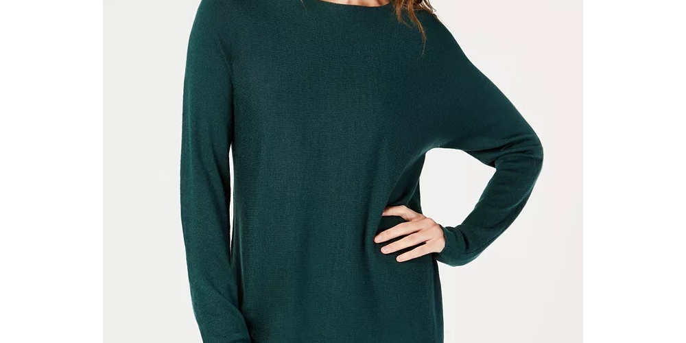 INC International Concepts Women's Shirttail Sweater Green