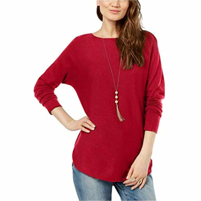 INC International Concepts Women's Shirttail Sweater Red Size Medium