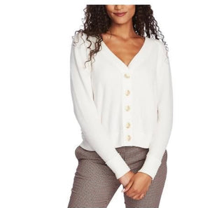 1.STATE Women's V-Neck Cardigan Sweater White