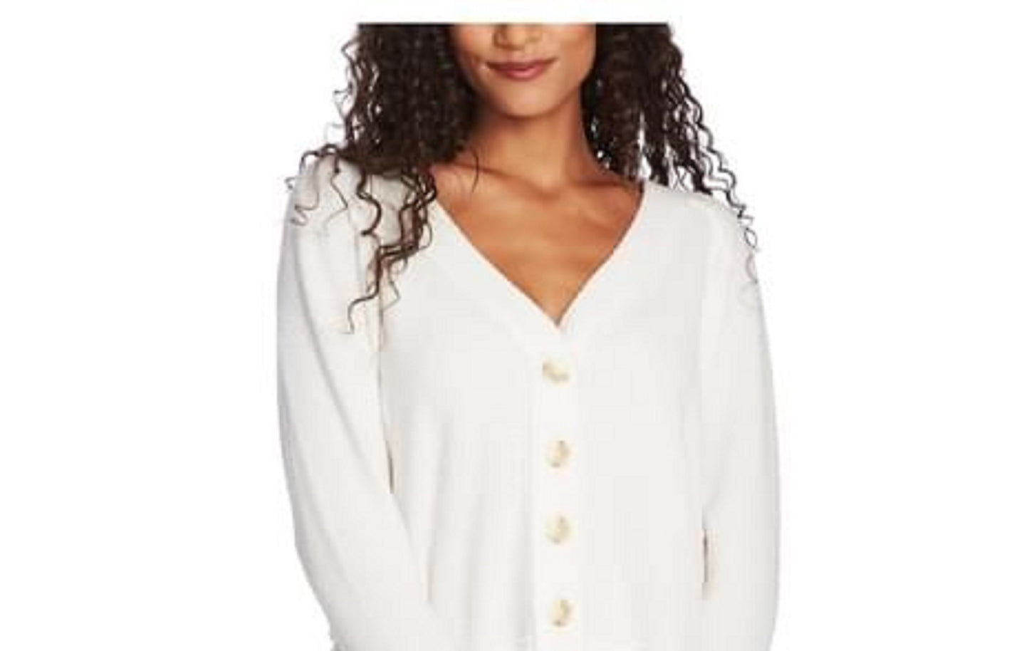 1.STATE Women's V-Neck Cardigan Sweater White