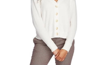 1.STATE Women's V-Neck Cardigan Sweater White