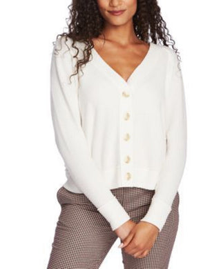 1.STATE Women's V-Neck Cardigan Sweater White