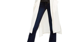 1.STATE Women's Waffle Knit Maxi Cardigan Sweater White