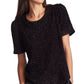 1.STATE Women's Eyelash Fringe Short Sleeve Top Gray Size Small