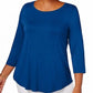 JM Collection Women's Scoop Neck Top Blue Size X-Small