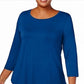 JM Collection Women's Scoop Neck Top Blue Size X-Small