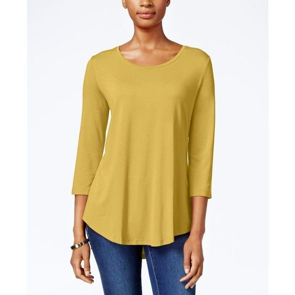 JM Collection Women's Scoop Neck Top In Regular And Petite Gold Size XX-Large
