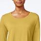 JM Collection Women's Scoop Neck Top In Regular And Petite Gold Size XX-Large