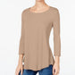JM Women's Collection Scoop-Neck Top Dark Beige Size Small