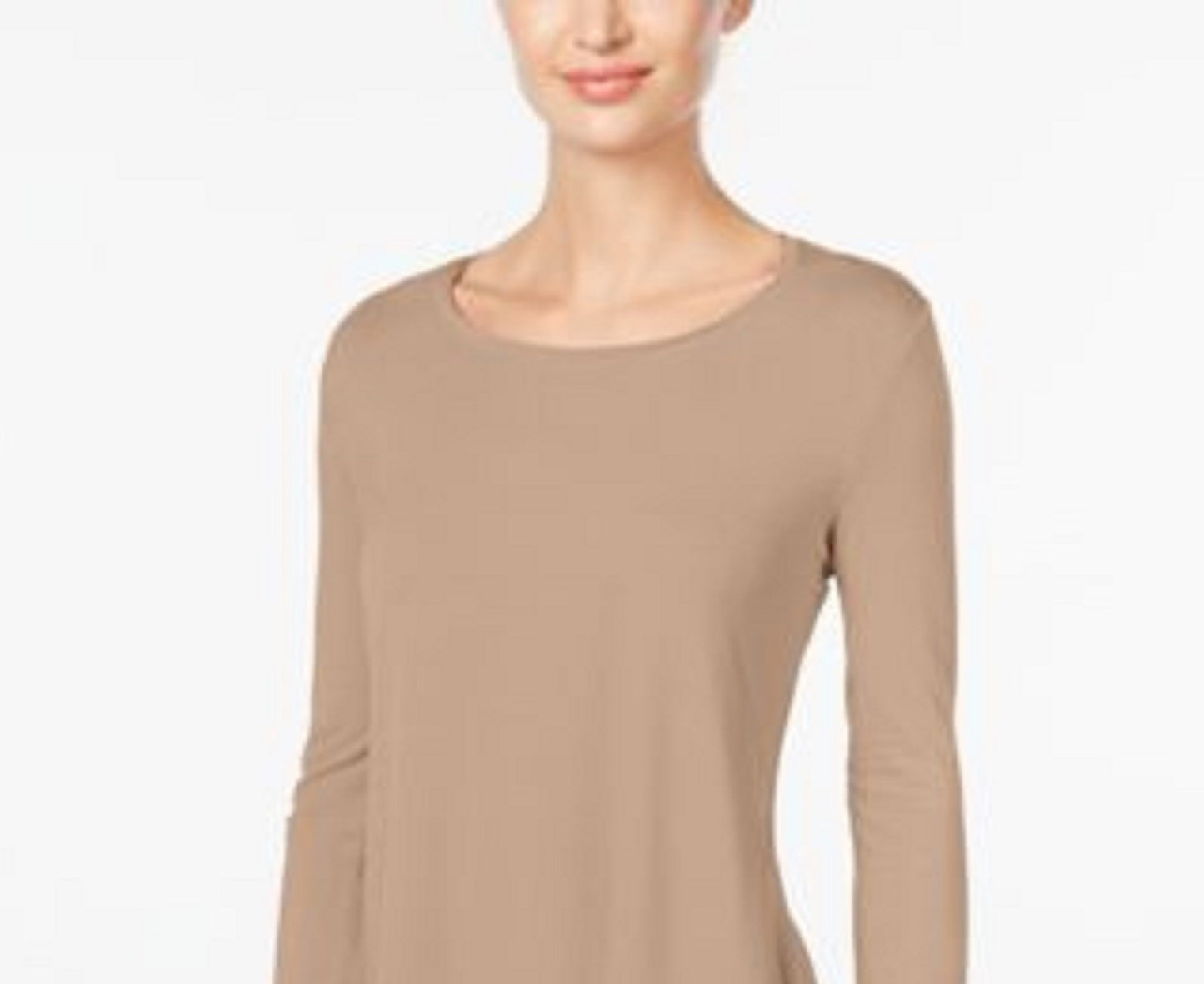 JM Women's Collection Scoop-Neck Top Dark Beige Size Small