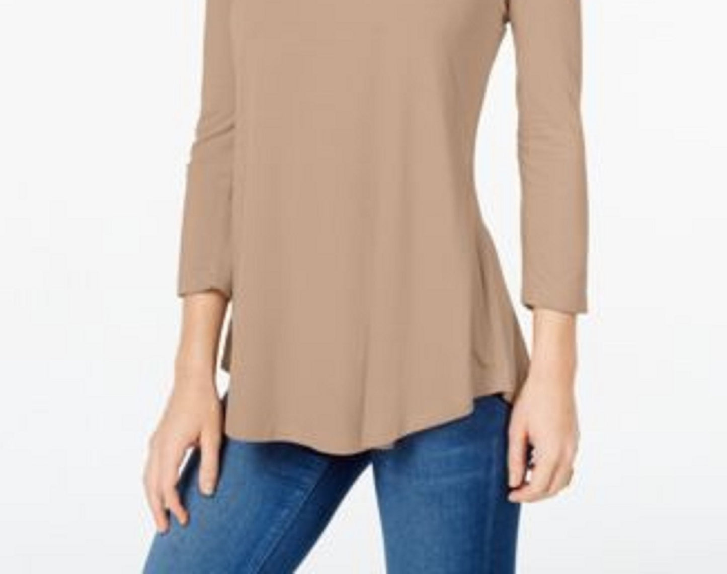 JM Women's Collection Scoop-Neck Top Dark Beige Size Small