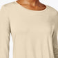 JM Collection Women's Petite Three-Quarter-Sleeve Top Beige Size Petite