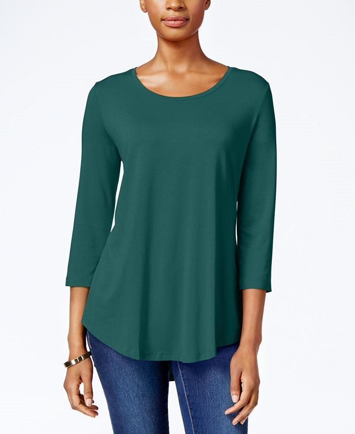 JM Collection Women's Scoop Neck Top Green Size XX-Large