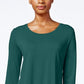 JM Collection Women's Scoop Neck Top Green Size XX-Large
