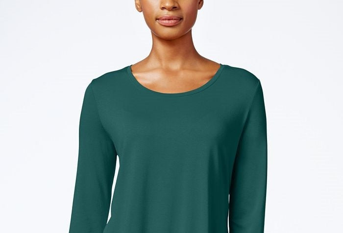 JM Collection Women's Scoop Neck Top Green Size XX-Large