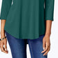 JM Collection Women's Scoop Neck Top Green Size XX-Large