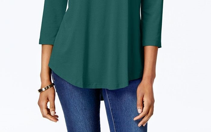 JM Collection Women's Scoop Neck Top Green Size XX-Large
