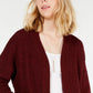 Say What? Junior's Open Front Textured Cardigan Red Size Large