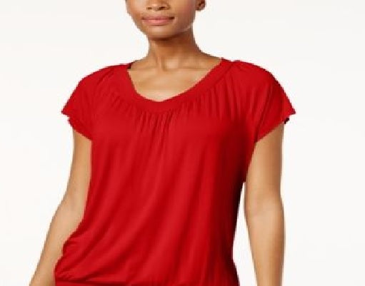 JM Collection Women's Blouson T-Shirt Red Size Medium