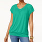 JM Collection Women's Blouson T-Shirt Green Size Large