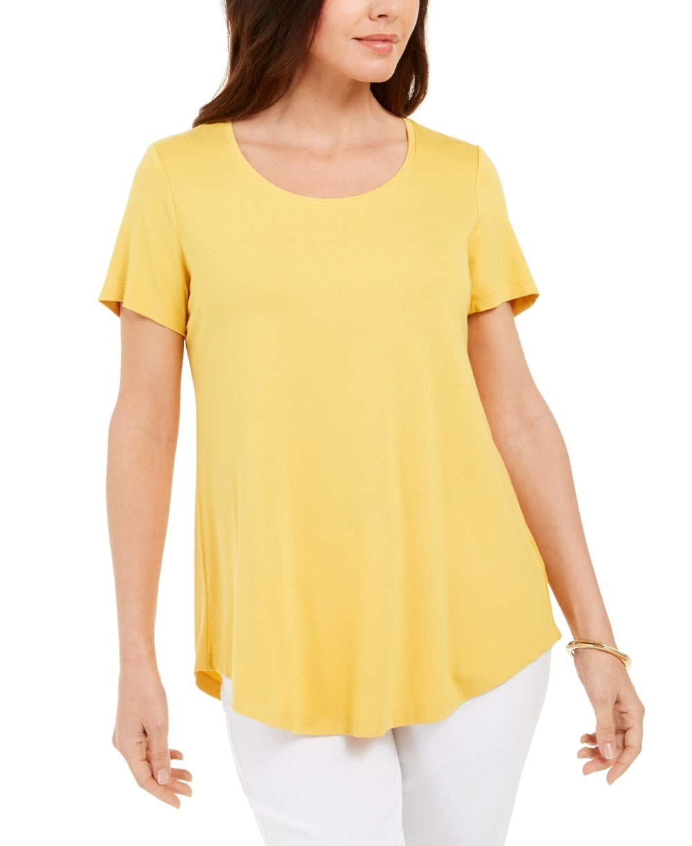 JM Collection Women's Scoop-Neck Top Gold Size X-Small