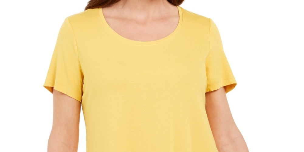 JM Collection Women's Scoop-Neck Top Gold Size X-Small