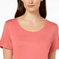 JM Collection Women's Scoop Neck Top Pink Size Small