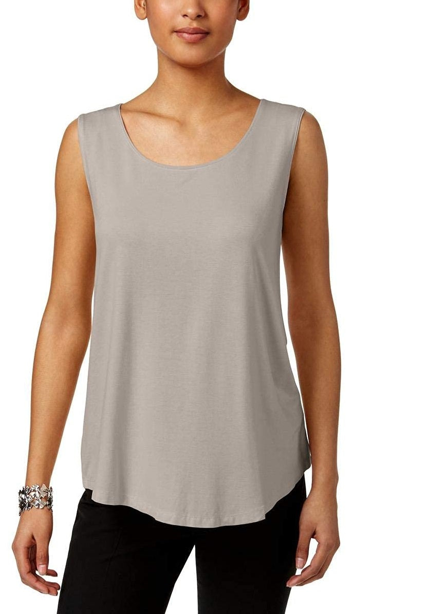 JM Collection Women's Scoop Neck Tank Top Gray Size Small