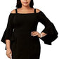 R & M Richards Women's Off The Shoulder Flared Sleeve Dress Black Size 20W