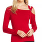 Vince Camuto Women's Cold Shoulder Asymmetrical Top Red Size X-Small