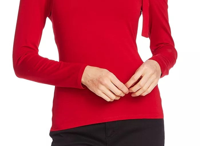 Vince Camuto Women's Cold Shoulder Asymmetrical Top Red Size X-Small