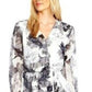 Vince Camuto Women's Floral-Print Asymmetrical Peplum Top White Size Large
