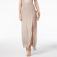 R & M Richards Women's Metallic Knit Keyhole Halter Gown Gold Size 8