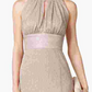 R & M Richards Women's Metallic Knit Keyhole Halter Gown Gold Size 6