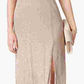 R & M Richards Women's Metallic Knit Keyhole Halter Gown Gold Size 6