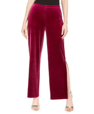 MSK Women's Embellished Trim Velvet Pants Pink Size Medium