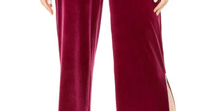 MSK Women's Embellished Trim Velvet Pants Pink Size Medium