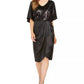 28th & Park Women's Sequined Draped Blouson Dress Black Size 16