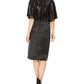 28th & Park Women's Sequined Draped Blouson Dress Black Size 16