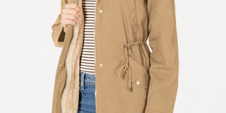 Collection B Juniors' Hooded Anorak Jacket Brown Size XX Large