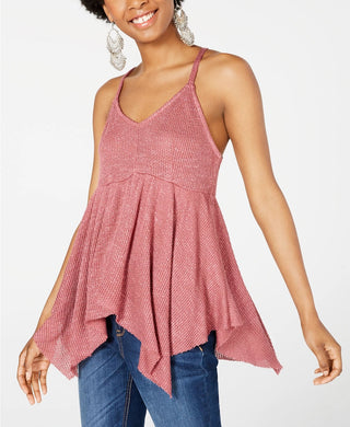 American Rag Junior's Textured Knit Racerback Tank Top Pink Size Medium